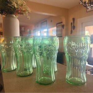 Vintage Green Coca-Cola Glasses – Set of 5 – Retro Collectible
